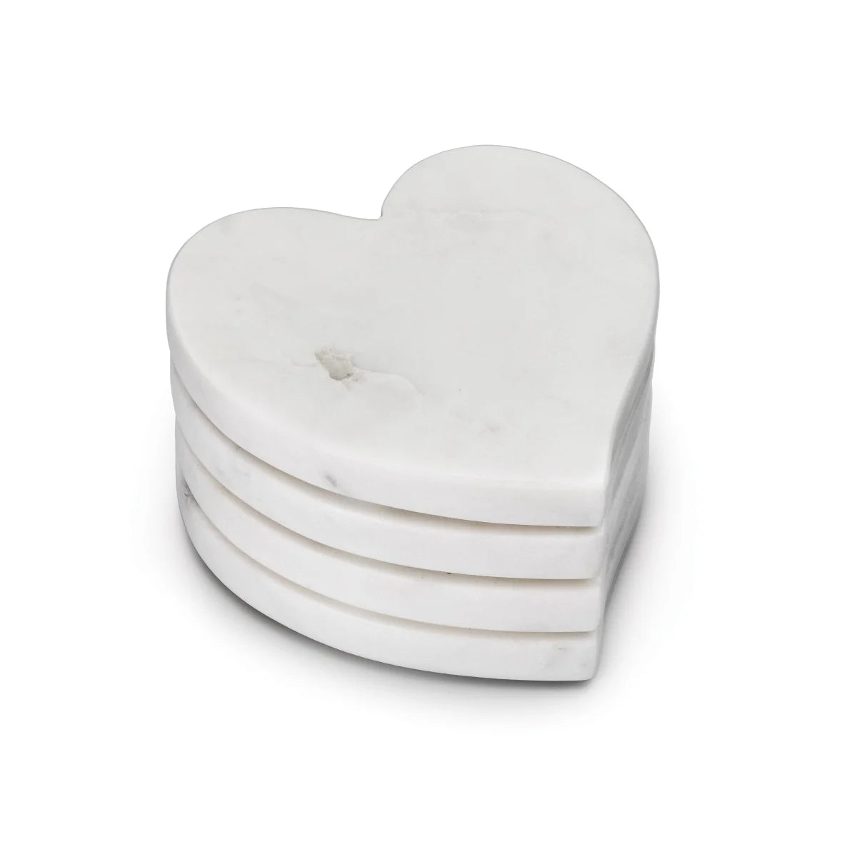 Heart Coasters, Set of 4 - White Marble | Simon Pearce