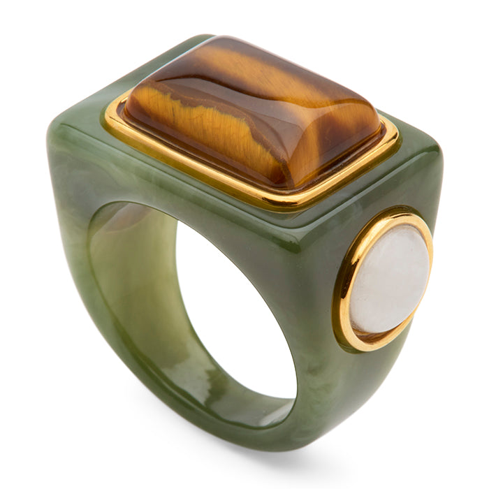 Rectangle and Side Stone Resin Ring | Lucas Jack