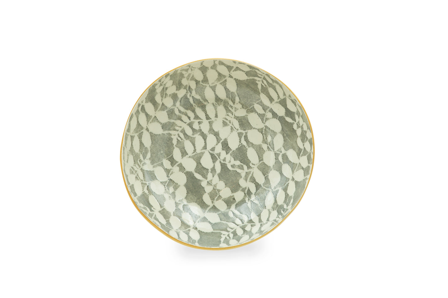 Handcrafted Terrafirma medium stoneware server bowl leaves