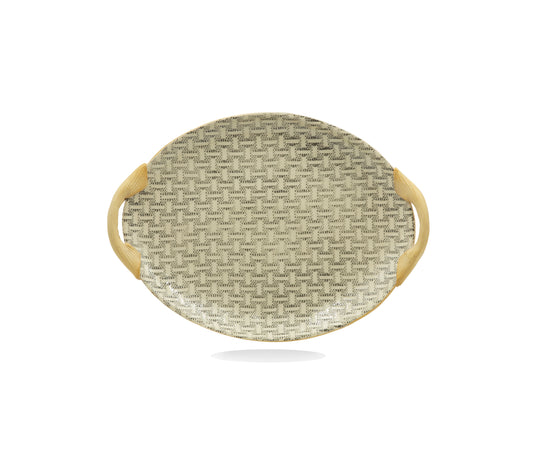 Handcrafted Terrafirma oval stoneware platter with handles