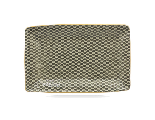 Handcrafted Terrafirma stoneware party platter in black dots
