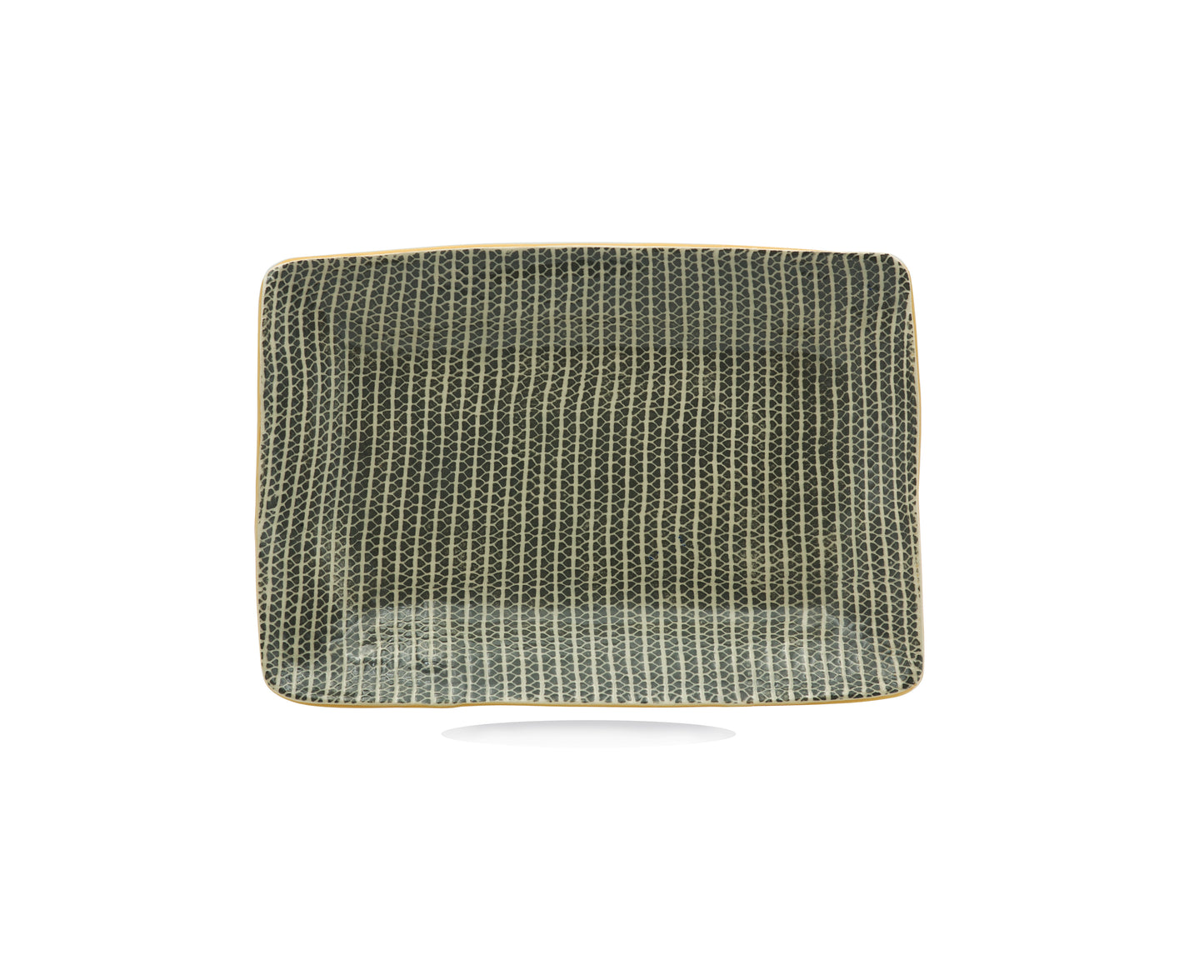 Handcrafted Terrafirma stoneware party platter in stripped dots