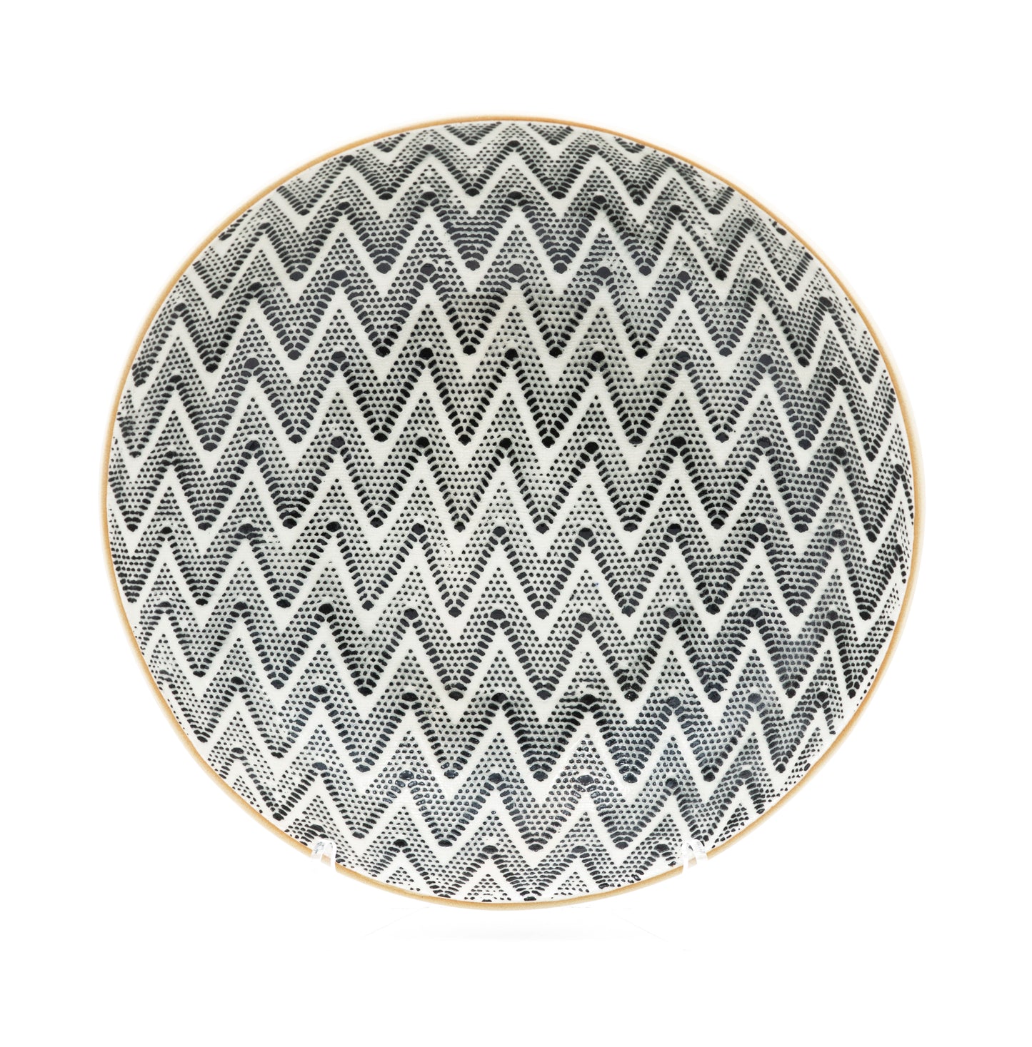Handcrafted Terrafirma medium stoneware server bowl in chevron