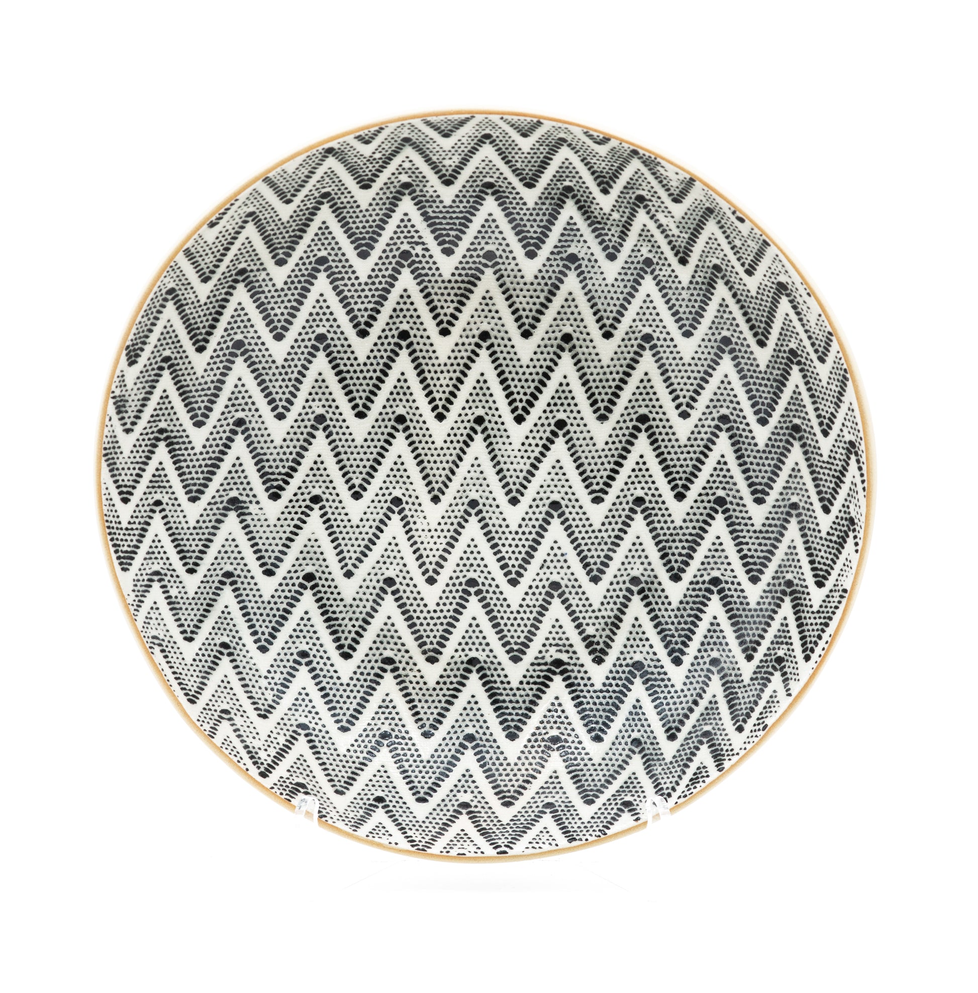 Handcrafted Terrafirma medium stoneware server bowl in chevron