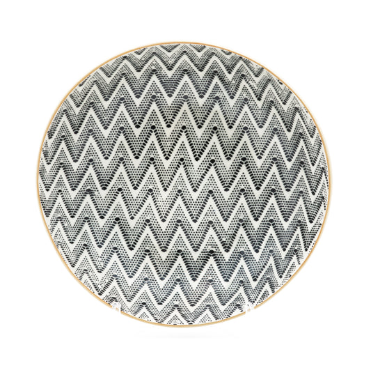 Handcrafted Terrafirma medium stoneware server bowl in chevron