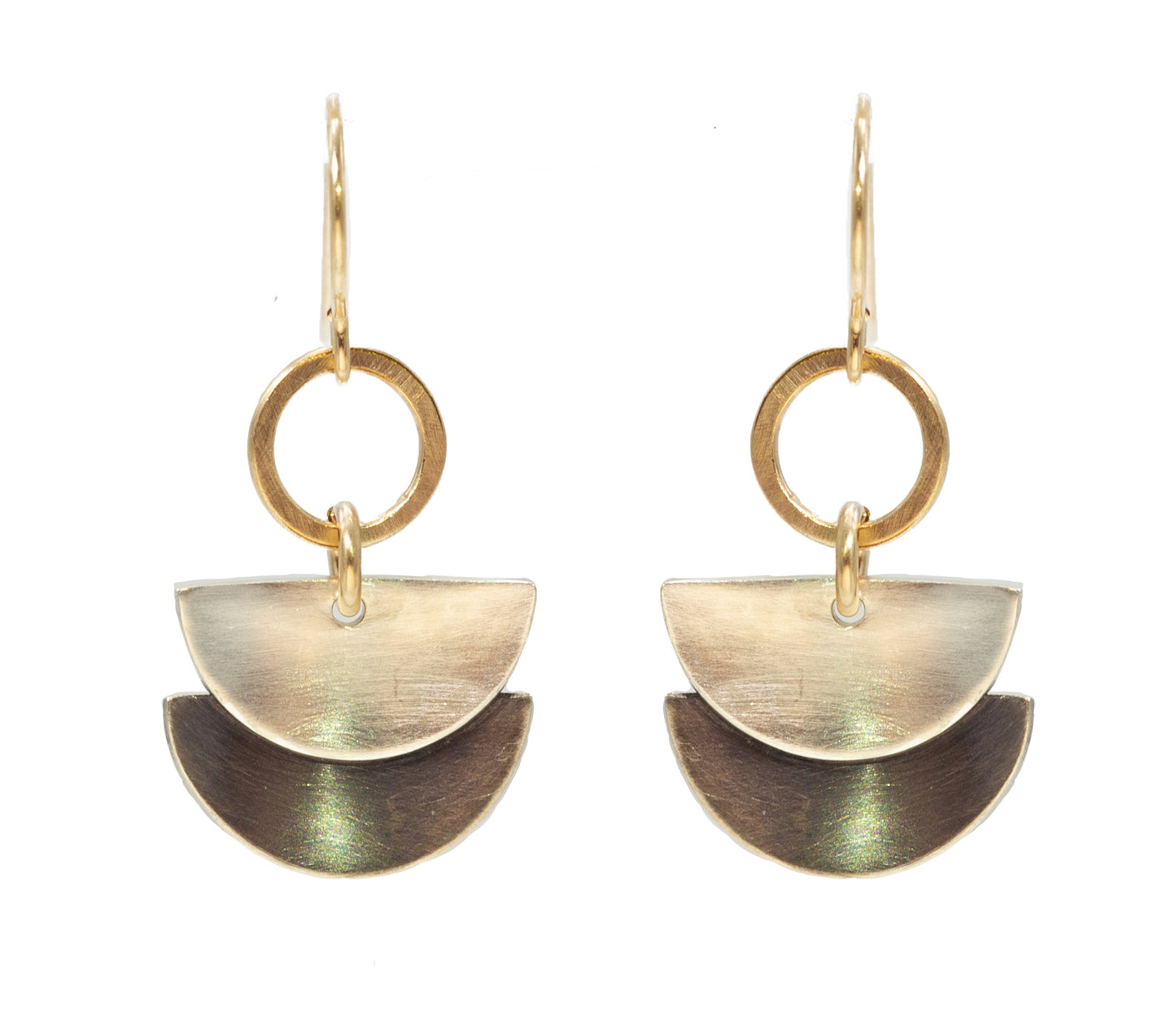 Three-Tone Geometric Drop Earrings