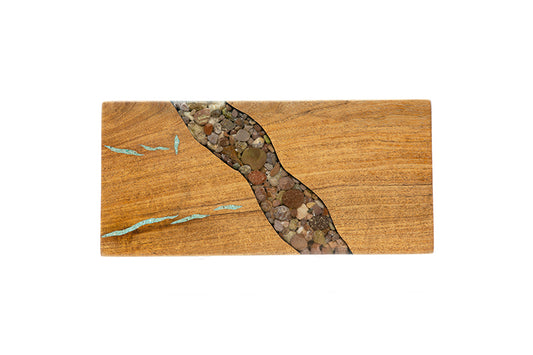 Treestump River Rock & Turquoise Mesquite Sushi Board