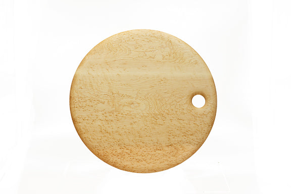 Handcrafted Birdseye Maple Round Serving Board by Ed Wohl.