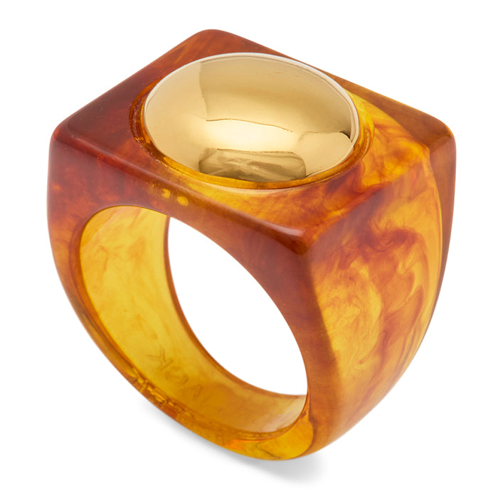 Gold Round and Square Resin Ring | Lucas Jack