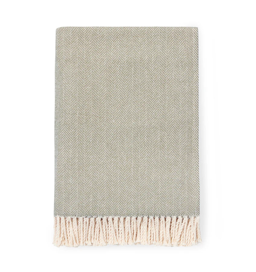 Herringbone Cotton Celine Throw Blanket | Sferra
