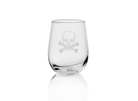 Skull & Crossbones Stemless Wine Glass