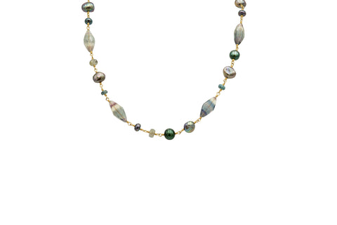 Dana Kellin Labradorite & Peacock Pearl Necklace