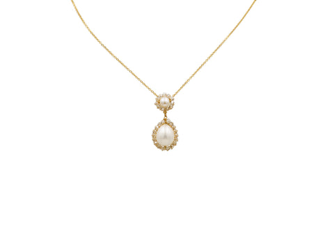 Dana Kellin Pearl & Chrystals Necklace