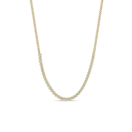 14k Small Diamond Bezel Tennis Segment XS Curb Chain Necklace | Zoe Chicco
