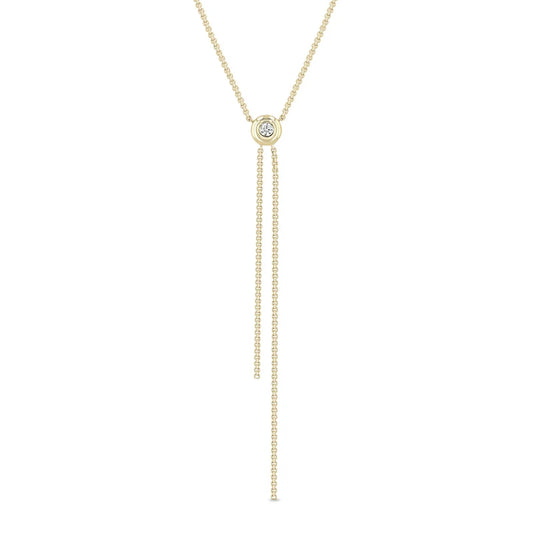 14k Bezel Diamond Faux Bolo Extra Small Box Chain Necklace | Zoe Chicco