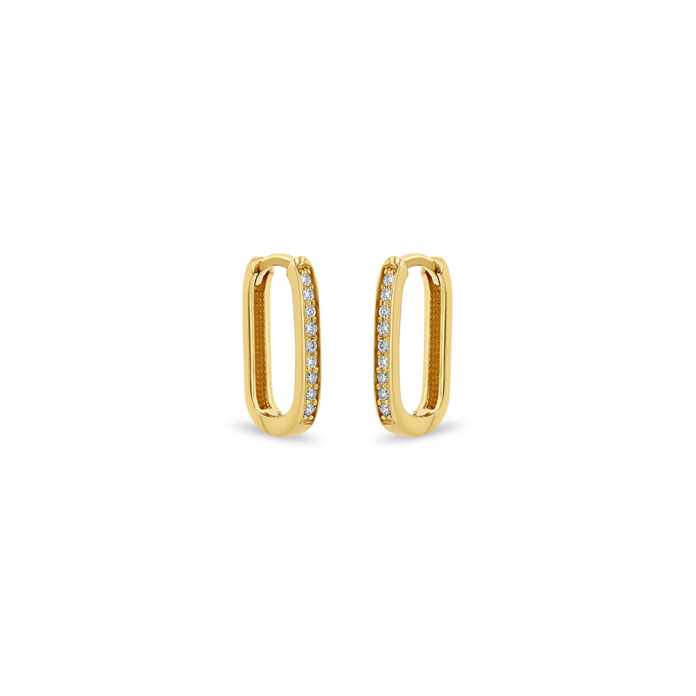 14k Pavé Diamond Thick Medium Oval Hinge Hoops | Zoe Chicco