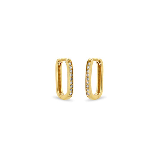 14k Pavé Diamond Thick Medium Oval Hinge Hoops | Zoe Chicco