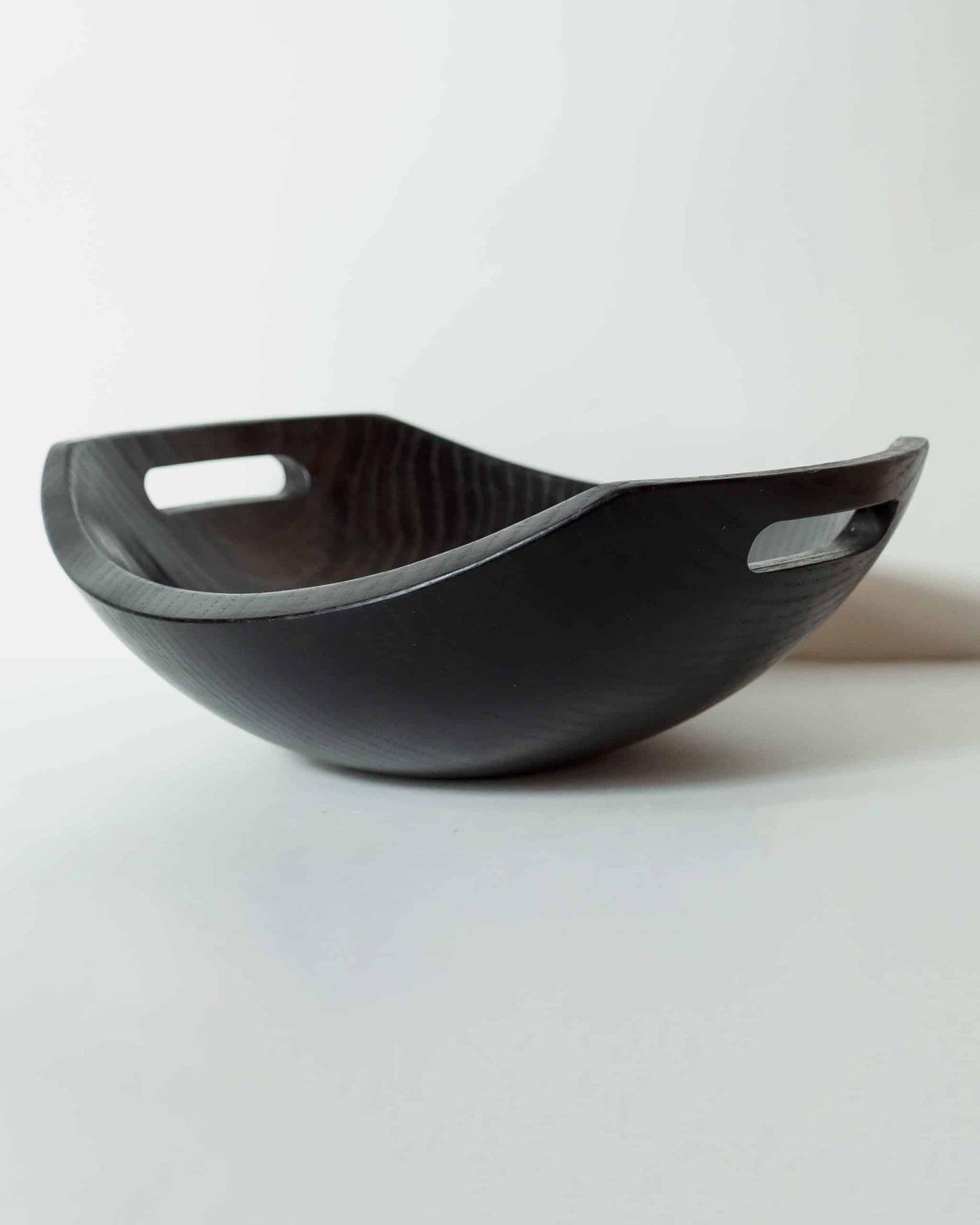 Black Ebonized Harvest Wooden Bowl with Handles | Spencer Peterman