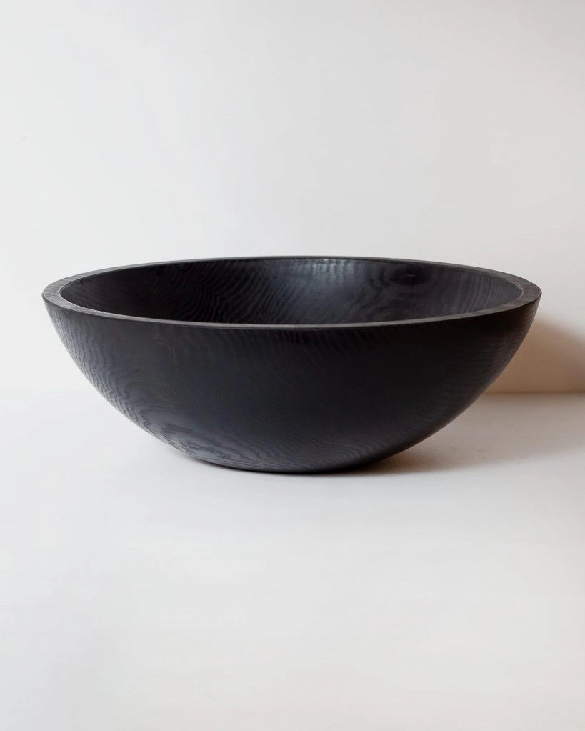 Black Ebonized Round Wooden Bowl| Spencer Peterman