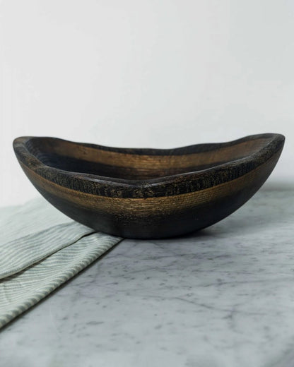 Live Edge Black Ebonized Oak Oval Wooden Bowl | Spencer Peterman