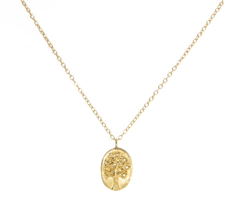 Oval Disc Tree of Life Diamond Pendant