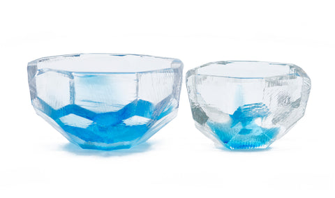Vitreluxe Crystal Cut Bowl in Aqua - small