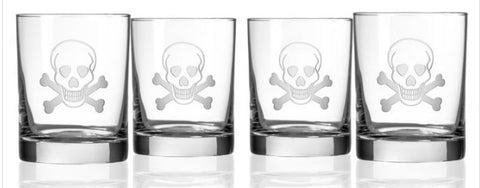 Rolf Glass Skull & Bones Double Old Fashion Glass