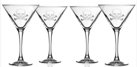 Rolf Glass Skull & Bones Martini Glasses - Single Glass