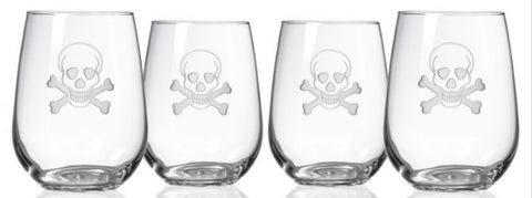 Rolf Glass Skull & Bones Stemless Wine - Single Glass