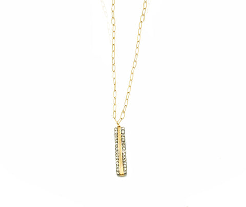 Dana Kellin Pave Diamond & 14K Gold Bar Necklace