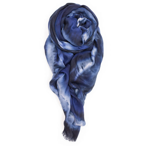 Fig & Bella Scarf in Blue & Black Double Knot Pattern