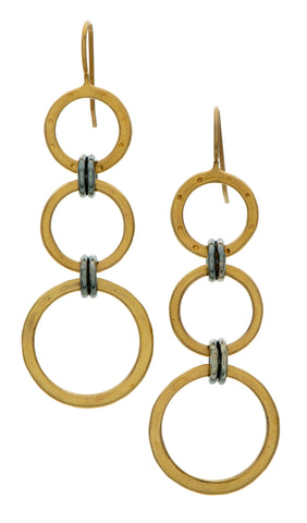 Jodi Rae Black & Gold Three Ring Earrings
