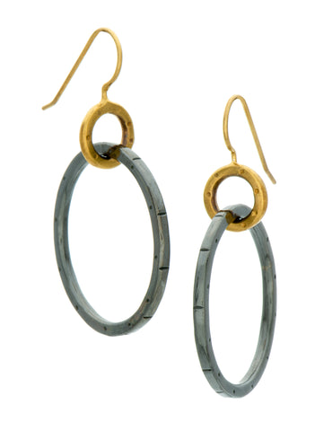 Jodi Rae Black and Gold Hoop Earrings