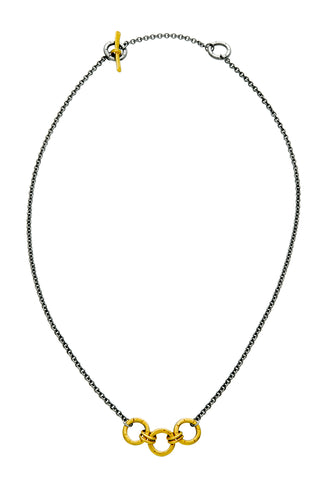 Jodi Rae Black & Gold Three Circle Necklace